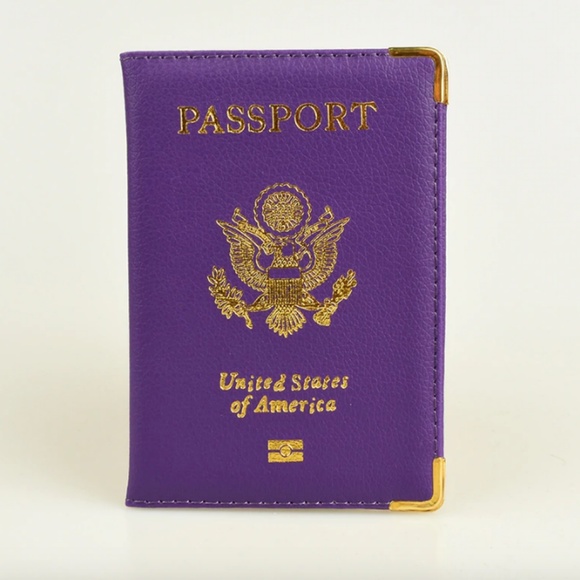 Purple & Gold Faux Leather Passport Holder - Picture 2 of 3